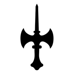 Black and White Halberd Silhouette on White Background, Illustrative Medieval Weapon