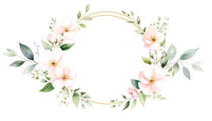 Obraz premium Elegant Floral Frame with Pink Blooms and Greenery for Design