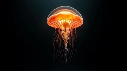 A jellyfish is shown in a black background - Powered by Adobe