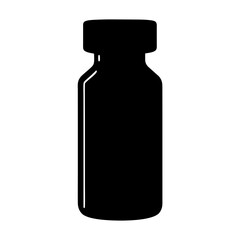 Black silhouette of a medication vial, representing vaccines and medical supplies