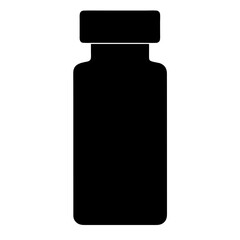 Black silhouette of a medical vial on white background suggesting medicine