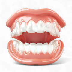 Obraz premium Dentures showing teeth, gums on transparent background