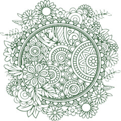Beautiful flower art and mandala vector design
