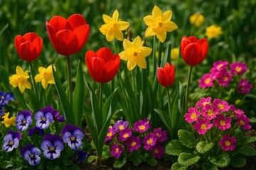 Fototapeta premium Vibrant spring garden blooms.