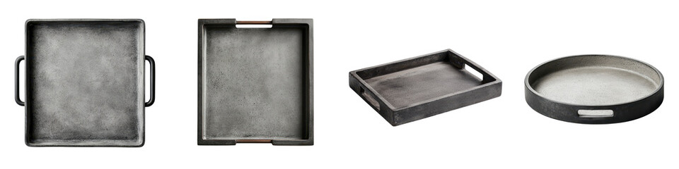 Obraz premium Metal trays for serving and display in the kitchen or home.