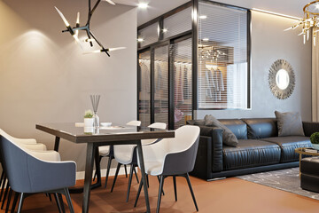 Home living room, 3d rendering.