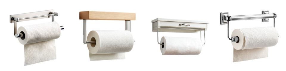 Obraz premium Collection of modern paper roll holders for bathroom and kitchen