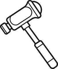 medical reflex hammer outline vector on white background