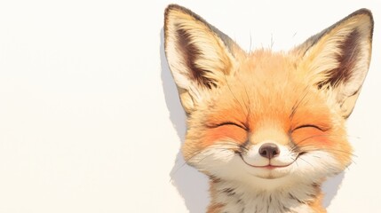 A cheerful fox with closed eyes enjoys the sun with a serene expression