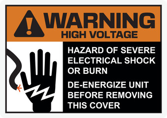 High Voltage Hazard Warning Sign ANSI Safety Notice for Electrical Shock & Burn Prevention