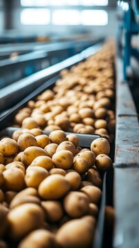 Industrial Factory for Potato Sorting, Processing, and Packing