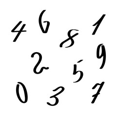 Set of doodle numbers digital icon of  isolated on white. Math sign symbol, freehand line drawing. Sketch vector illustration