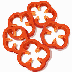 A illustration of a bright red bell pepper, sliced into rings.