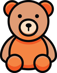 Teddy Bear line icon baby soft toy flat illustration 