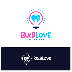 Naklejka premium Bulb Love logo design concept vector. Love Bulb Logo Design Template. Creative Symbol. Icon