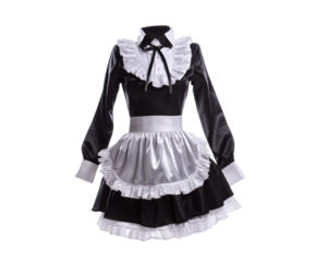 Elegant black and white maid costume design for themed events
