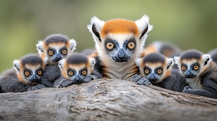 Family of lemur babies