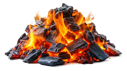 smoldering burning coals isolated on white background PNG