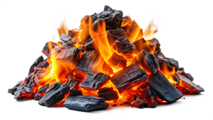 smoldering burning coals isolated on white background PNG