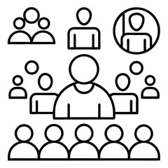 Workshop set of web icons in line style. Business Workshop icons for web and mobile app. Containing team building, teamwork, coaching, meeting, managing, coaching, motivation and more
