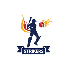 Dynamic Cricket Striker Logo for Team "Strikers"