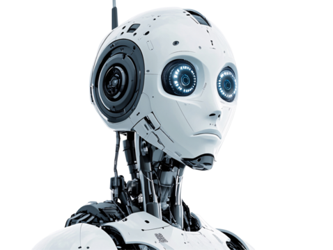 a robot with a white face
