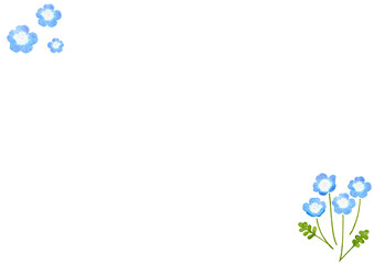 優しい　水彩　ネモフィラ　フレーム　イラスト