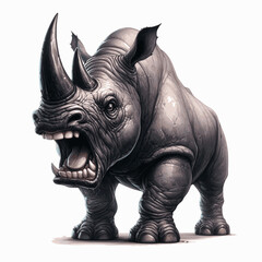 Savage Blooms: Rhino's Wrath rhino angry isolated watercolor vector illustration svg  
