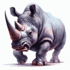 Tempest Beast: Brushstroke Fury rhino angry isolated watercolor vector illustration svg  © Arun168