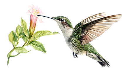 Fototapeta premium Hummingbird hovering over flowers 