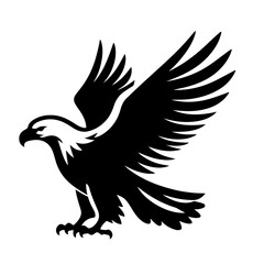 Eagle Silhouette with Spread Wings