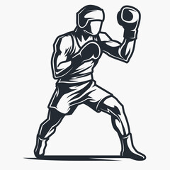 Athlete boxer in a stance training