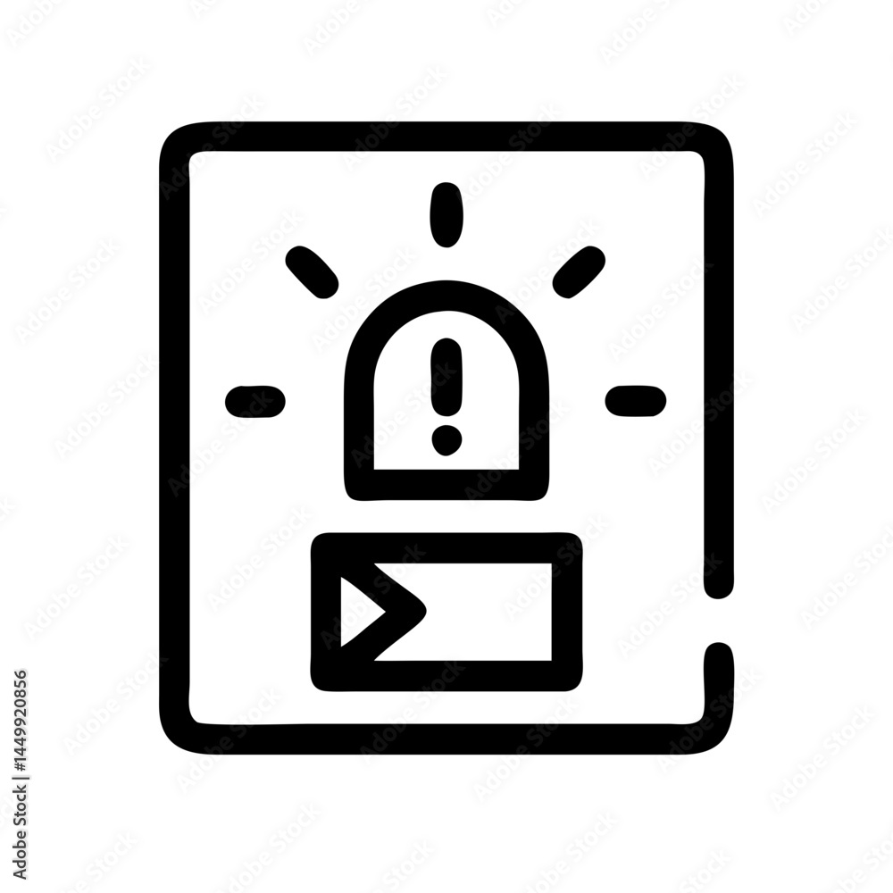 Poster emergency alert button on transparent background for web and graphic design