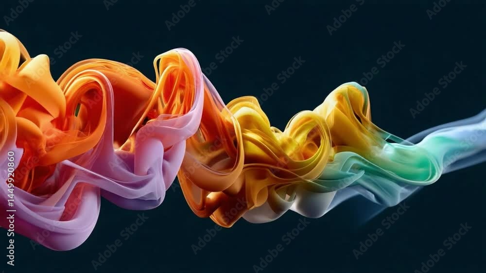 Poster color flow symphony: vibrant, swirling abstract forms cascade in a harmonious dance of color, creati