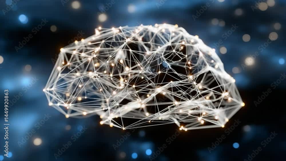 Aufkleber brain network visualization: illustrative representation of a human brain network, with interconnect