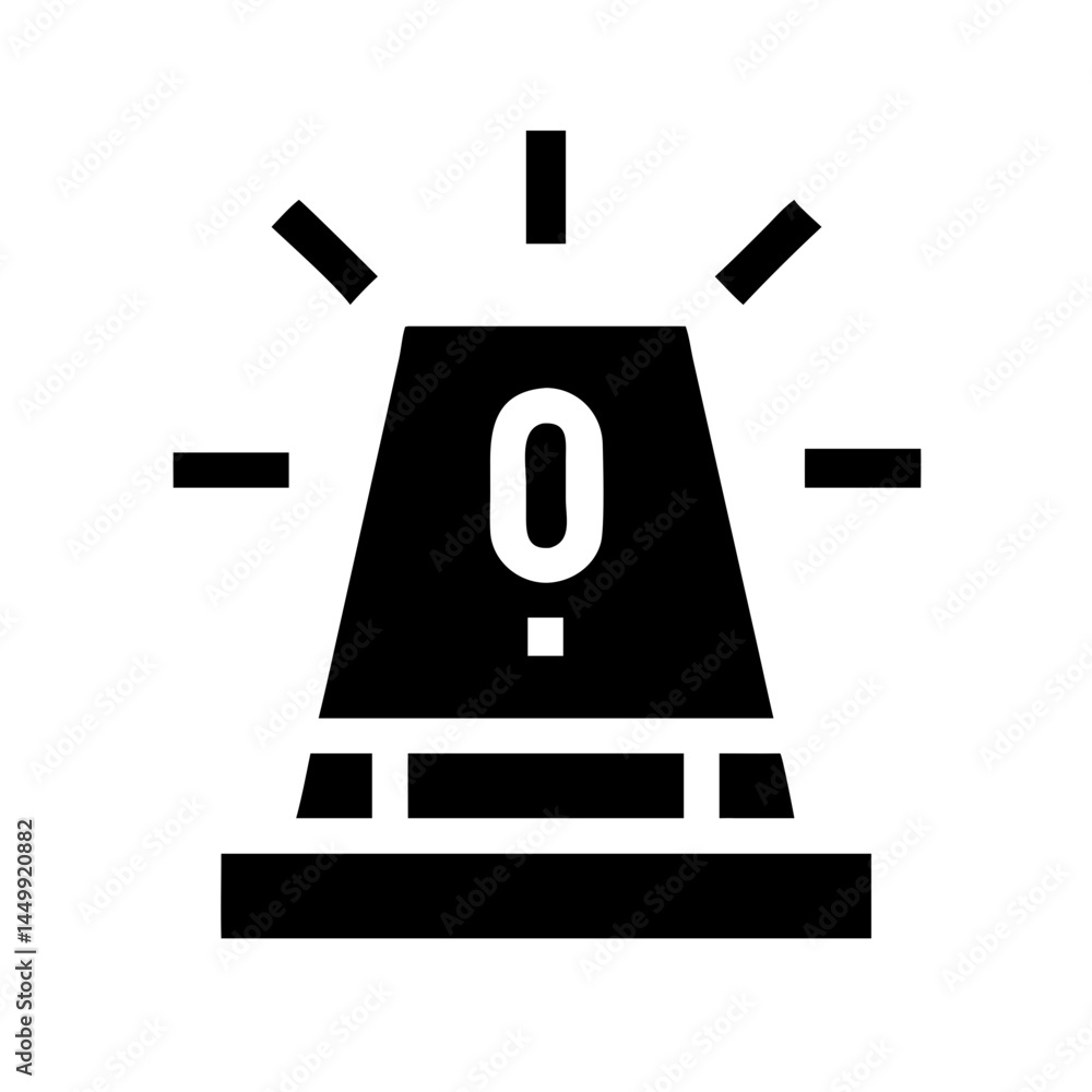 Poster emergency alert button silhouette on transparent background for web and graphic design