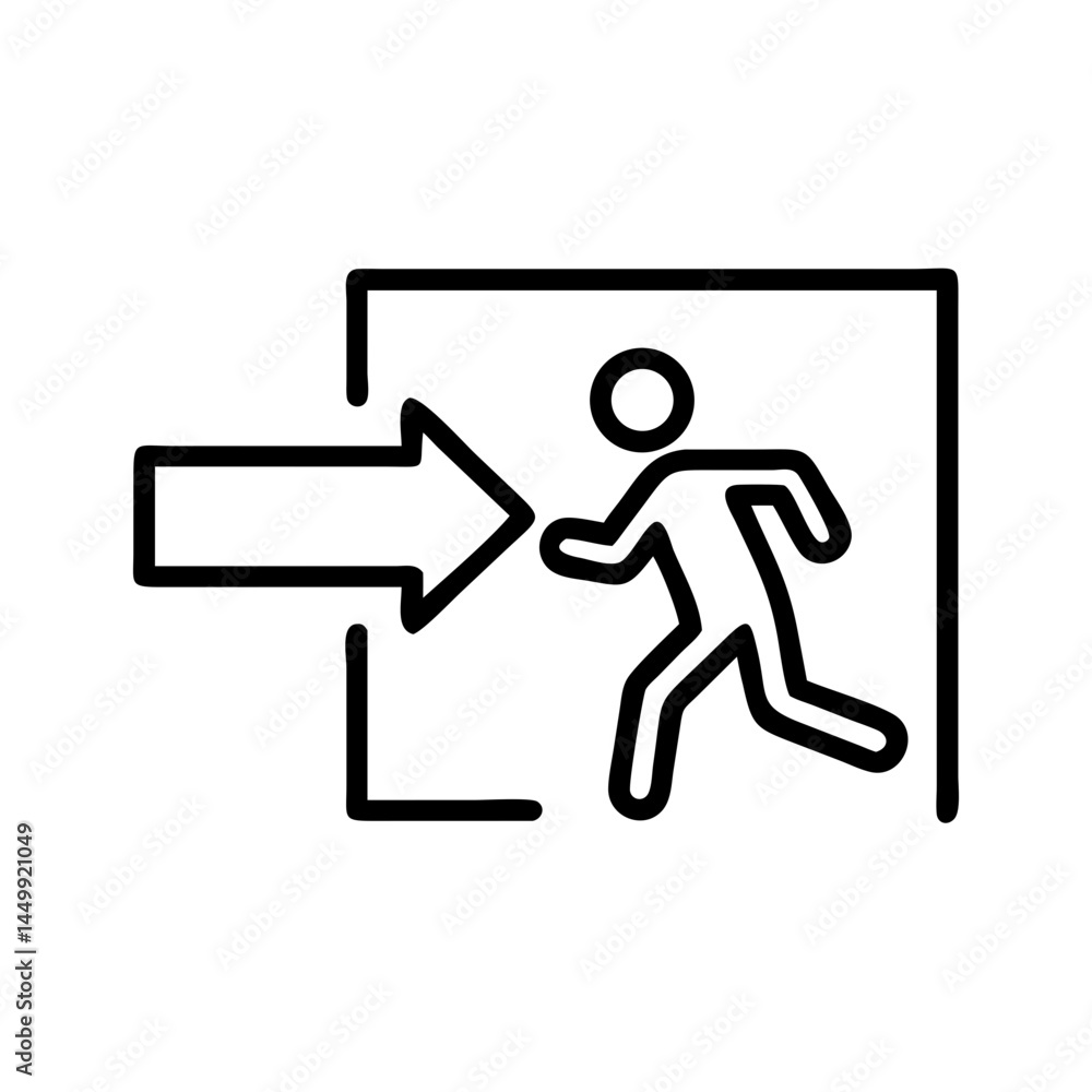 Poster exit or emergency escape on transparent background for web and graphic design