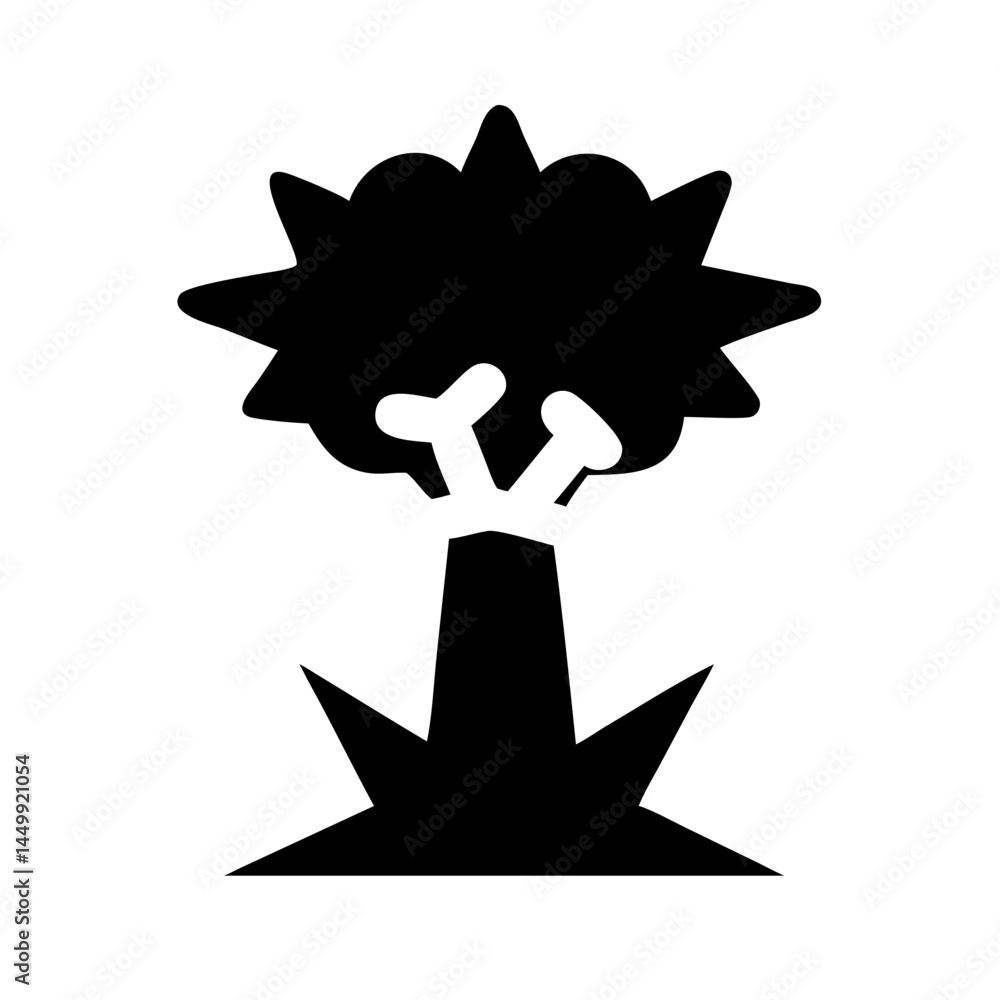 Poster explosion silhouette on transparent background for web and graphic design