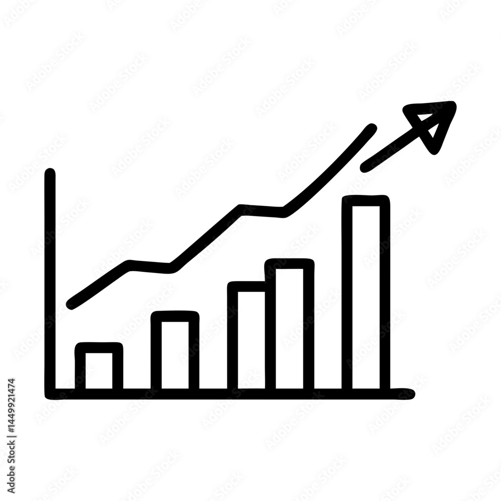Poster graph with upward trend career progress on transparent background for web and graphic design