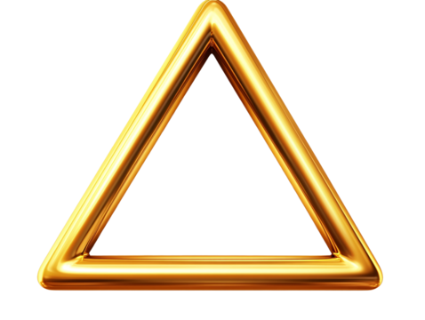 a gold triangle with a white background