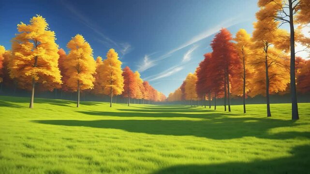 A green field featuring a horizon adorned with trees.