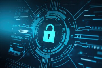 Digital graphic of a secure lock in a technology interface.