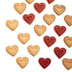 Fototapeta premium Heart Shaped Cookies Valentines Day Background on Transparent background