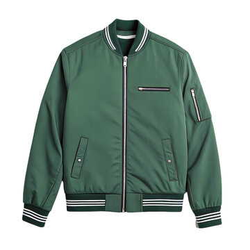 Mens Green Corduroy Bomber Jacket on Transparent background