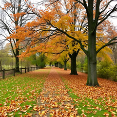 autumn, track, tree, leaves, walk