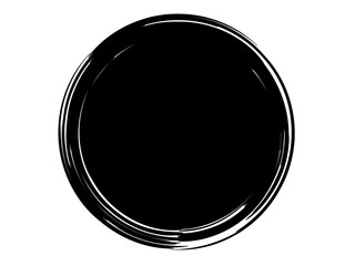 Grunge circle made of black paint. Grunge circle made of black ink using art brush.Grunge stamp.