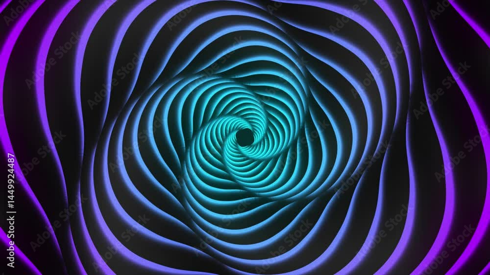 Aufkleber abstract animation in which wavy lines of turquoise and purple create the effect of a swirling spira