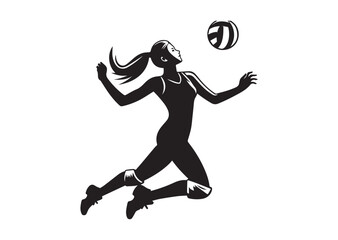Volleyball player, woman, female volleyball logo, sports clip art, silhouette vector