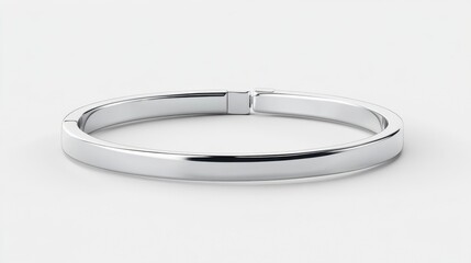 Platinum cuff bracelet lying flat on sleek white background