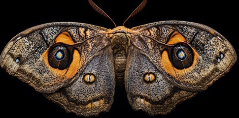 Closeup moth wings intricate details